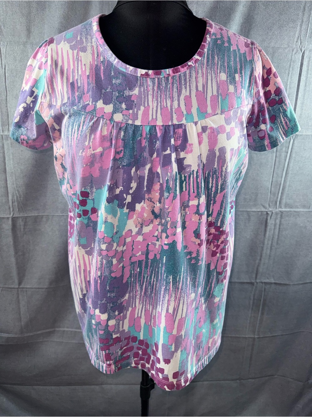 2784-Roaman's Lavender Multi Short Sleeve Scoop Neck Tee